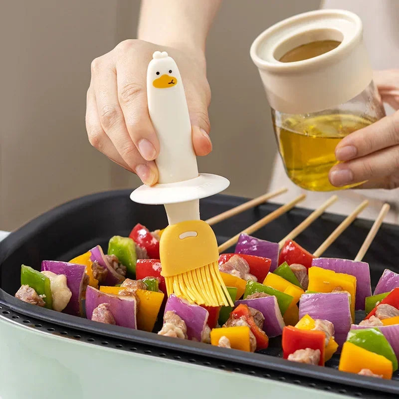 Silicone Bottle Kitchen Pancake Baking Silicone Brush Heat-resistant Glass Oil Brush Bottle Bread